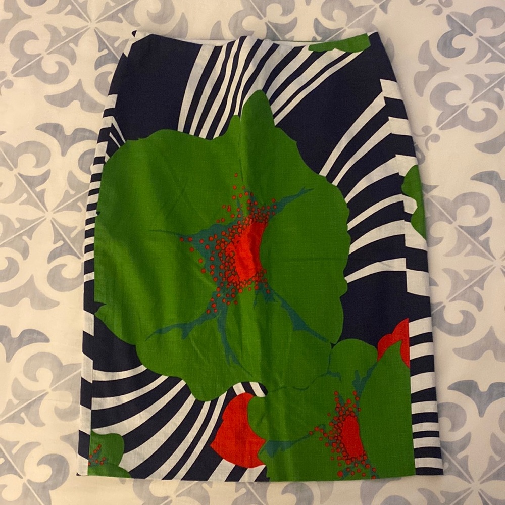 J. Crew Navy/Red/Green Floral Pencil Skirt